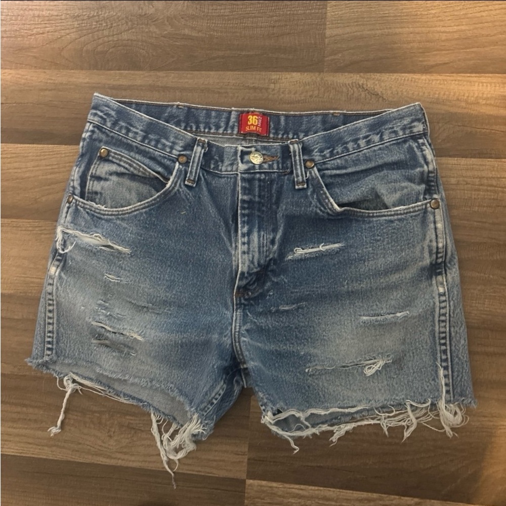 Vintage Wrangler Frayed Blue Jean Shorts